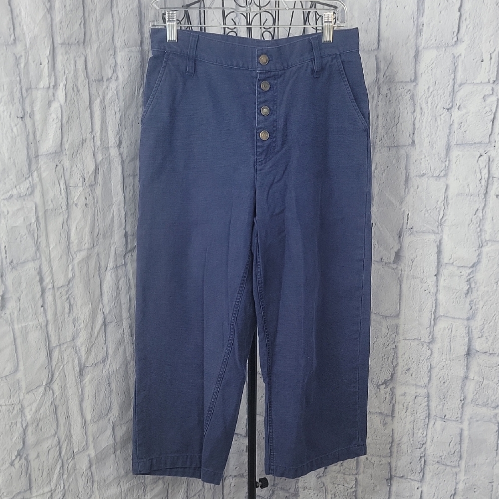 J. Crew Blue High Rise Button Front‎ Cropped Casual Pants Size 28